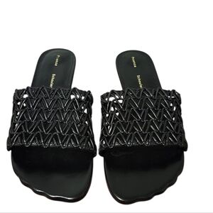 Proenza Schouler Black Woven Slide Kitten Heel Sandals - 37.5